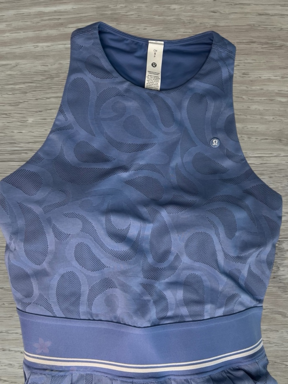 Lululemon Paisley Mesh Pleated Tennis Dress Prep Blue White NWT Small - Picture 2 of 7